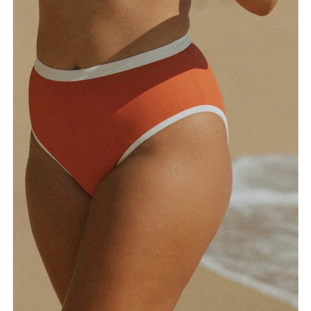 Geode Ribbed Coral High Waist Bikini And RIBBED SCOOP NECK multiple sizes - Picture 2 of 8